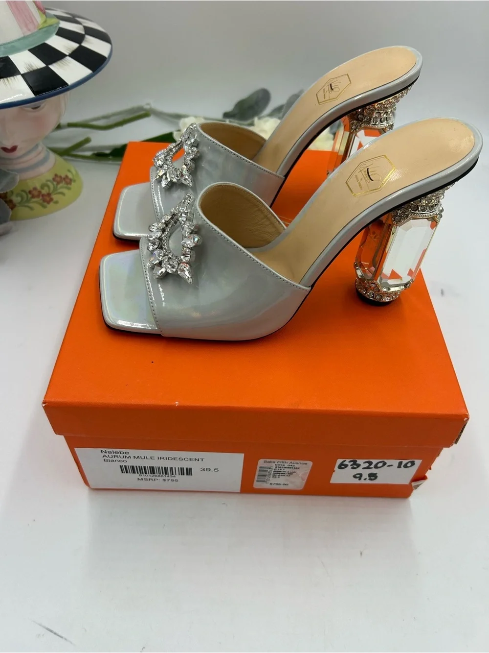 Women's NALEBE AURUM iridescent mules size 39.5 made in Italy